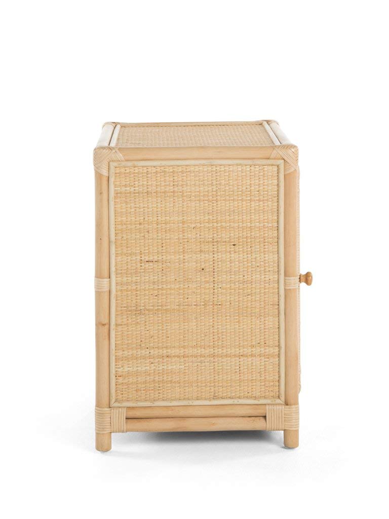 Peacock Natural Rattan Bedside Cabinet Side View - The Rattan Company 