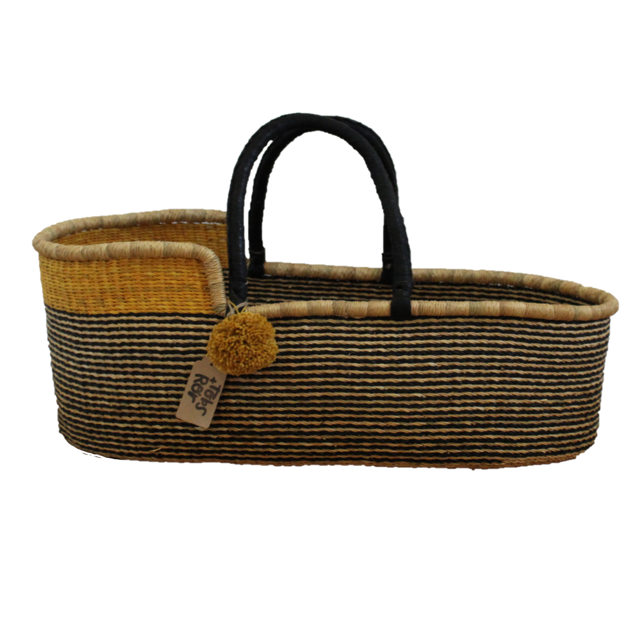 Simba African Elephant Grass Moses Basket with leather handles The