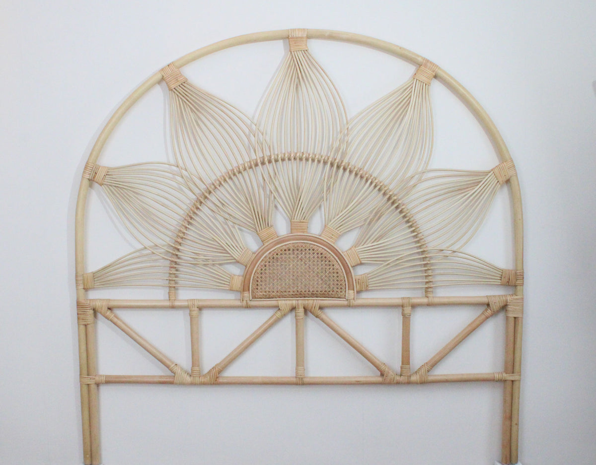 Lotus Flower Double Rattan Headboard