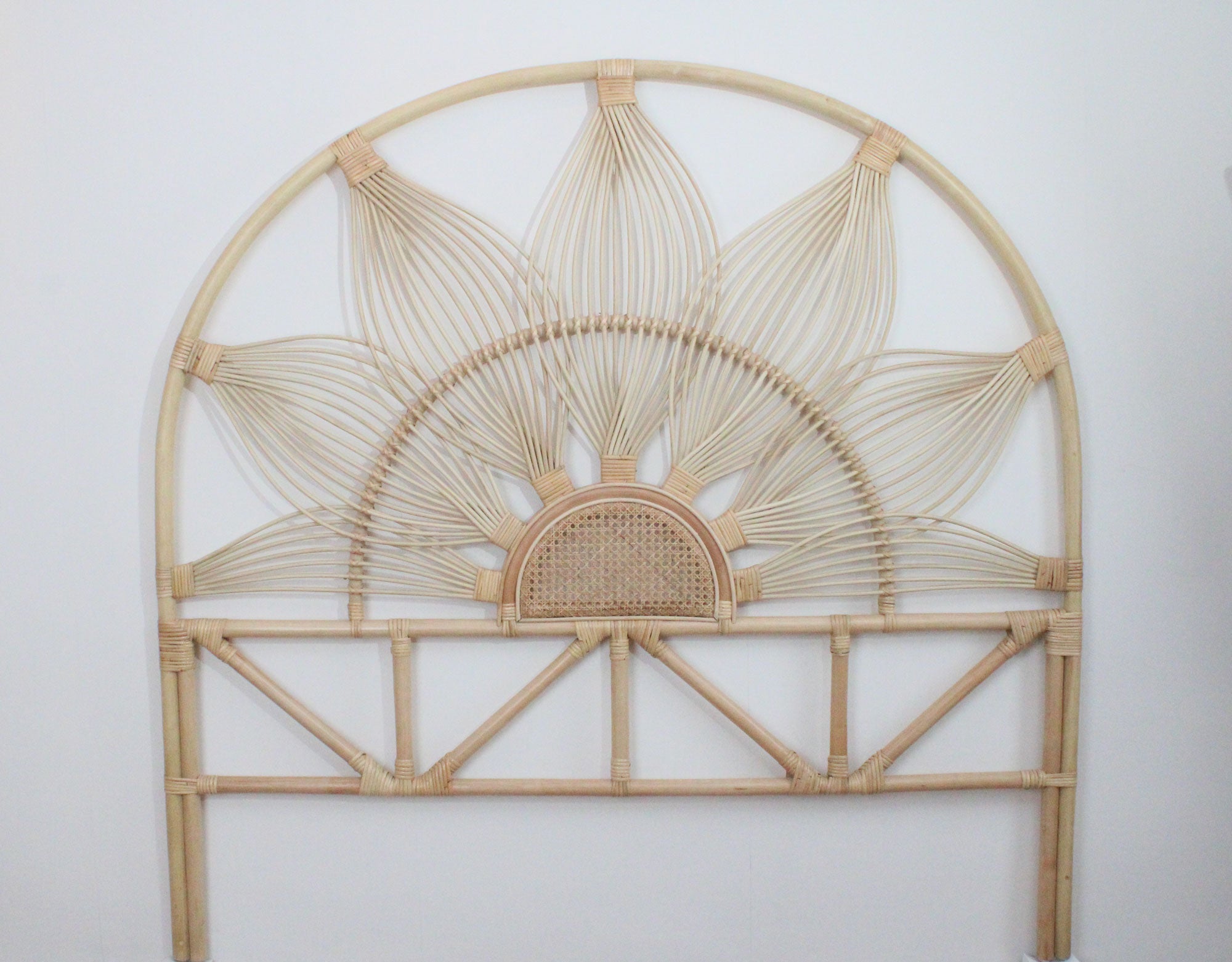 Lotus King sized natural rattan headboard, handmade rattan bedheads by The Rattan Company