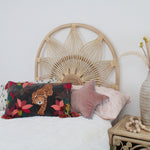 Lotus Flower single natural rattan headboard, handmade rattan bedheads by The Rattan Company