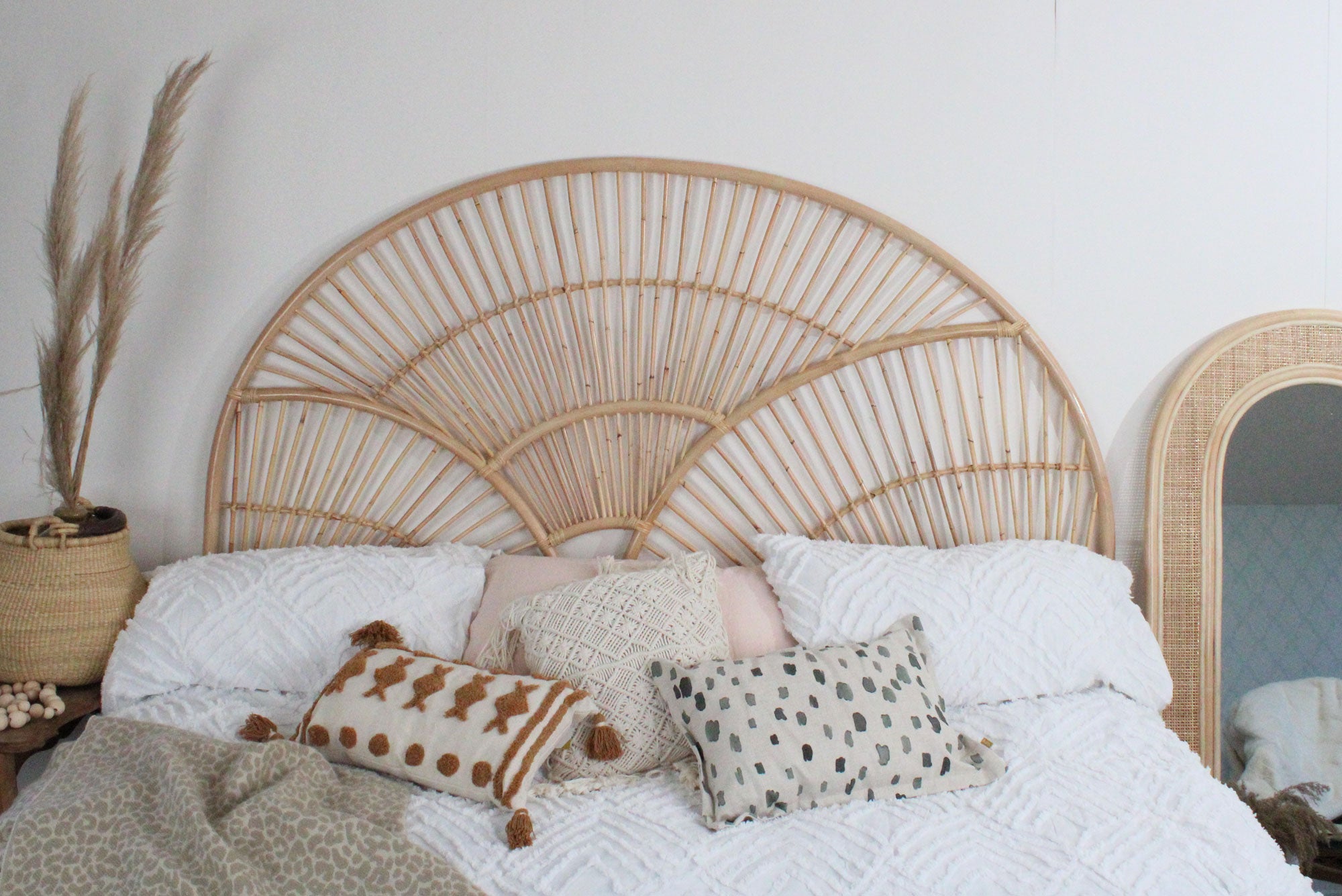 Twilight natural rattan double headboard, rattan bedheads by the rattan company