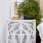 White Rattan Peacock Cupboard - The Rattan Company