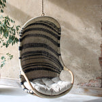Zebedee rattan hanging egg chair, black and natural indoor hanging chair by the rattan company