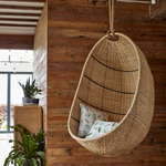 Zelma Hanging Egg Chair Natural Rattan with Iron Frame - The Rattan Company