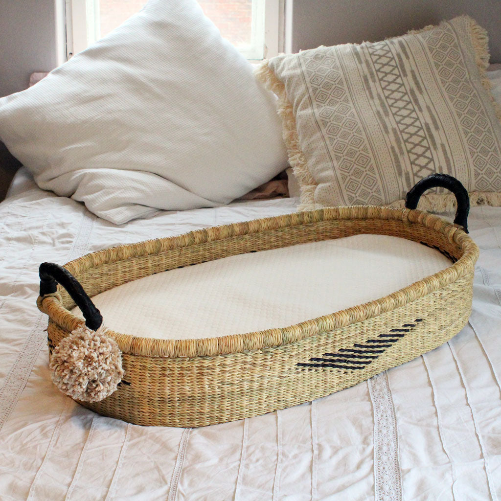 Asher Hand woven African Moses basket baby bassinet changing basket