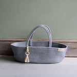 Cotton rope dolls moses basket kids basket dolls bed kids storage basket grey