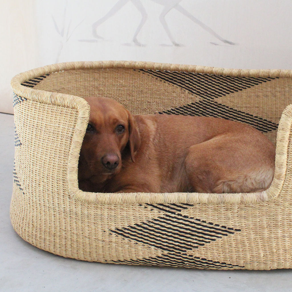 African handwoven elephant grass dogs bed