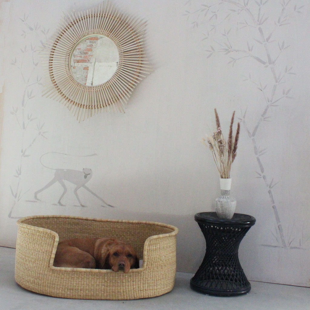 African handwoven elephant grass dogs bed