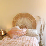 Solar eclipse natural rattan headboard modern kids rattan bedhead