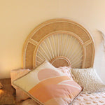 Solar eclipse natural rattan headboard modern kids rattan bedhead
