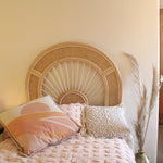 Solar eclipse natural rattan headboard modern kids rattan bedhead