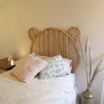 Teddy kids single natural rattan headboard, cute kids rattan bedhead